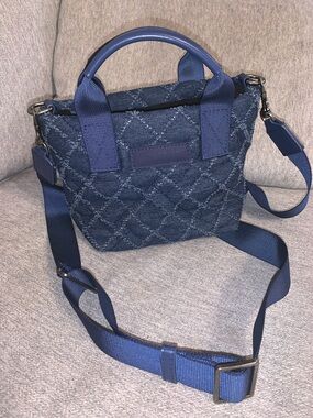 Kurt Geiger London blue Denim XS Quilted Shopper Bag Crossbody with handles